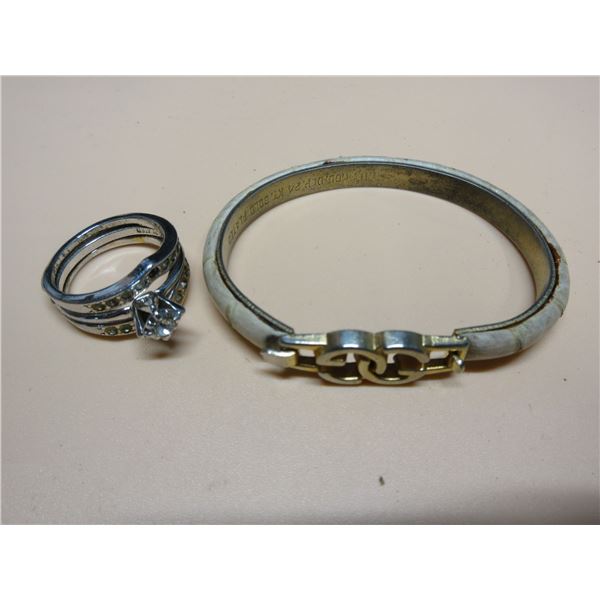 24KT gold plated bracelet and gold plated ring white colour-size 9