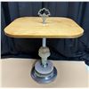 Image 6 : Vintage Art Deco smoking stand table from the 1930s featuring a chrome finish, a marbled slag glass 