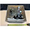 Image 3 : Vintage weathered wooden Canadian butter crate from Saskatchewan and assorted bottles.