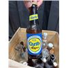 Image 7 : Vintage weathered wooden Canadian butter crate from Saskatchewan and assorted bottles.