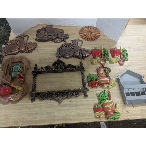 Wall hanging home decor, plastic and wood