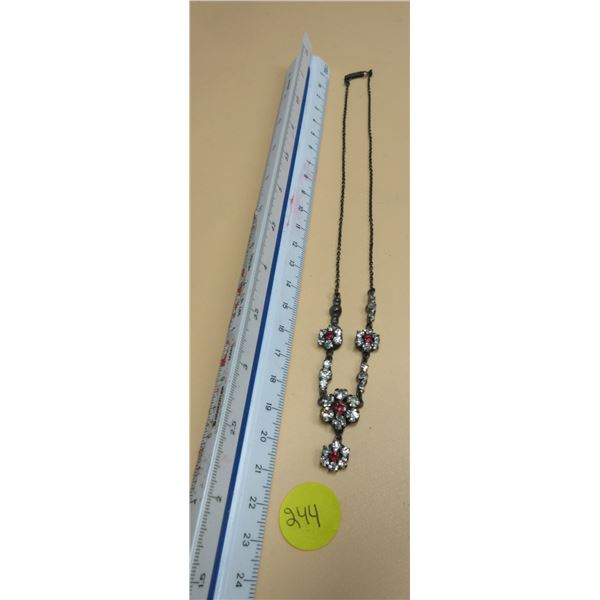 Beautiful white & pink stones sterling silver  necklaces- 9grams