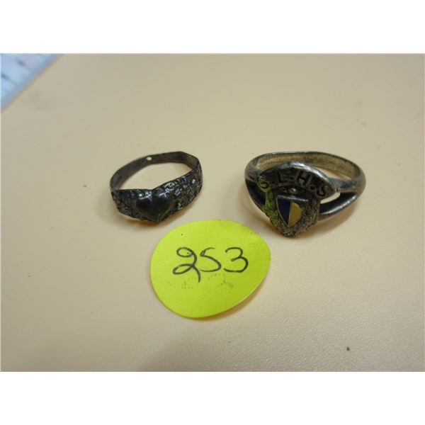 Pair of sterling silver rings-size 6 and 5.5