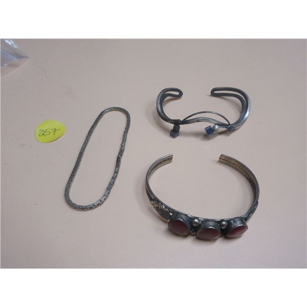 Lot of 3 silver bracelets- cannot verify the authenticity