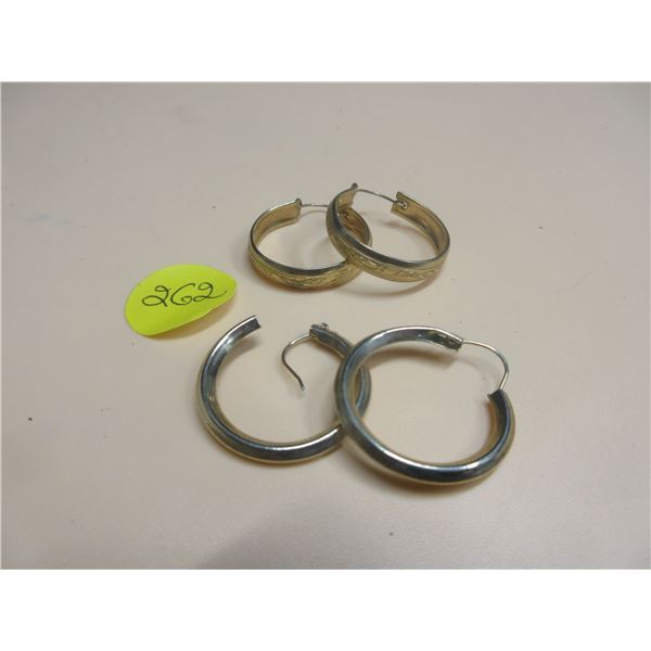 2 pair of gold earrings- cannot verify the authenticity, non-magnetic