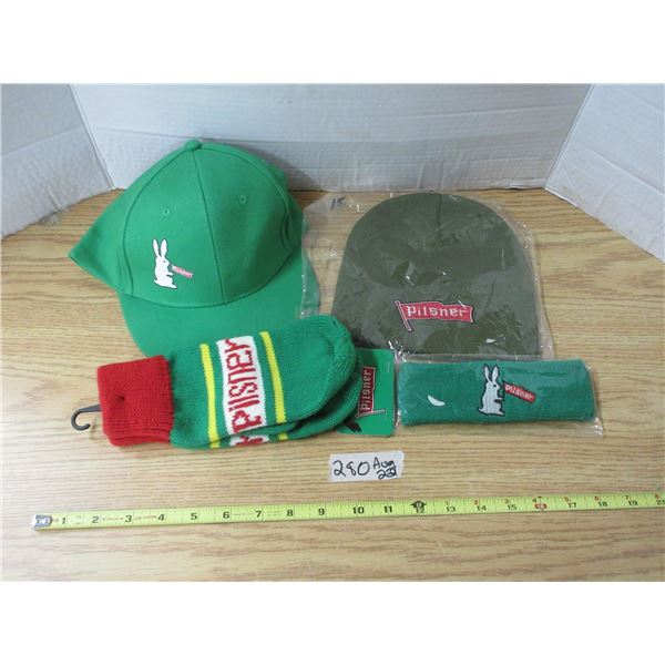 Pilsnee Hat, Mitts, Toque, and Etc