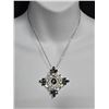 Image 2 : Black & Clear Vintage Rhinestone Pendant Necklace with Matching Earrings