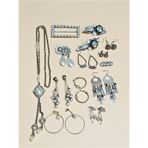 Faux Pearl Gold & Silver-Tone Costume Jewelry Lot