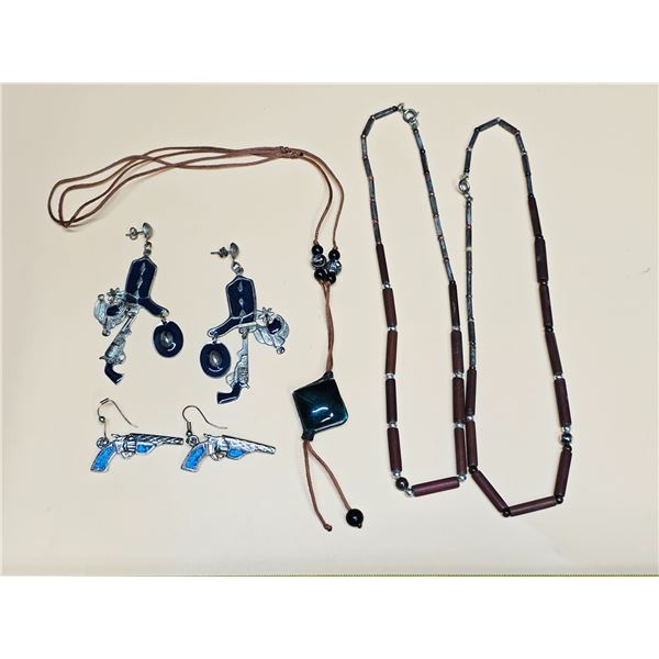(2) Pair Western Themed Earrings, Necklaces, etc.