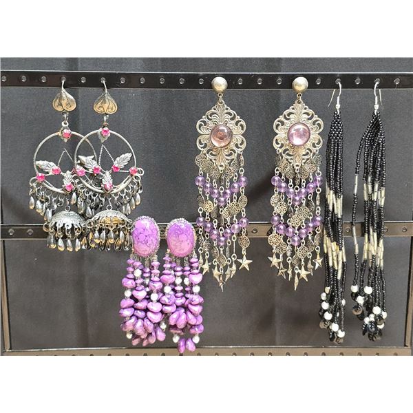 (4) Pair Large Dangle Earrings