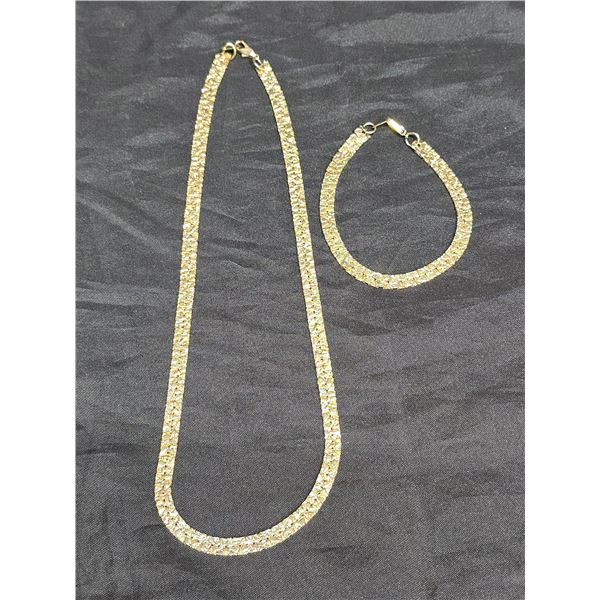 Gold Toned Bracelet and Necklace Set
