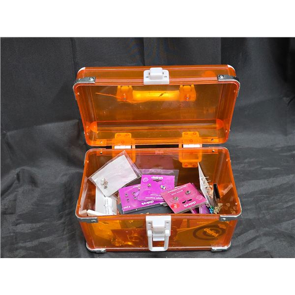 Asst. Children’s Jewelry Lot in Plastic Box – NOS Earrings, etc.