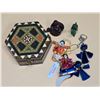 Image 1 : Lot of Misc. Trinkets in Wooden Jewelry Box
