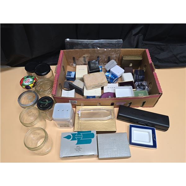 Lot of Glass Jars & Assorted EMPTY Jewelry Boxes etc.