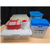 Image 1 : Plastic Storage Container Lot ** Large Bin Lid DOES NOT FIT bin properly