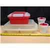 Image 4 : Plastic Storage Container Lot ** Large Bin Lid DOES NOT FIT bin properly