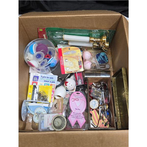 Misc. “Junk Drawer” Lot inc. Stainless Grooming Kit, Keychain Knife, Mini Tupperwa