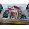 Image 1 : 3 plastic containers full of christmas décor