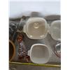 Image 3 : Kitchenware lot- corning ware dishes and pyrex measuring cups