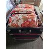Image 3 : Red and black storage chest with pillows- 36" by 23" by 25"H