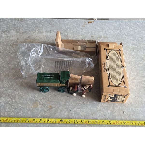 Vintage diecast horse and wagon coin bank