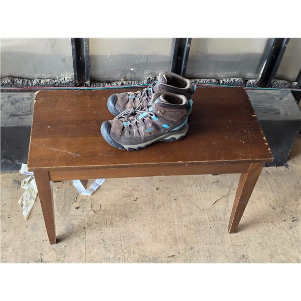 Small wood storage bench and shoes- 30" by 14" by 19"H
