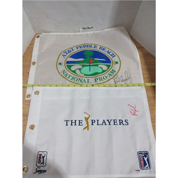 (2)Golf Pin Flags The Players, AT=T Pebble Beach Pin Flag Both Signed