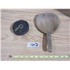 Image 1 : Old Measuring Tape Nylon with Leather Case (Some Damage) and Old Wooden Spoon