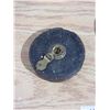 Image 3 : Old Measuring Tape Nylon with Leather Case (Some Damage) and Old Wooden Spoon