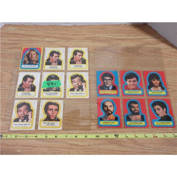 (6) 1978 DC Comic and (7) 1976 Topps Happy Days Sticker Cards