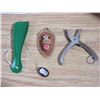 Image 2 : Mix Lot of Cameo Pendant Mother of Pearl Watch Lock + Key Necklace, Shoe Horn, Hold Punch, and Misc