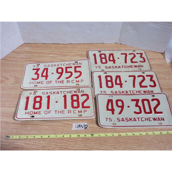 (5) License Plate (2) 1973 and (3) 1975 License Plates *(1) Pair*