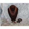Image 1 : Costume Jewelry Lot  5 Strand vintage Beaded Necklace 2 pr Clip-On Earrings etc
