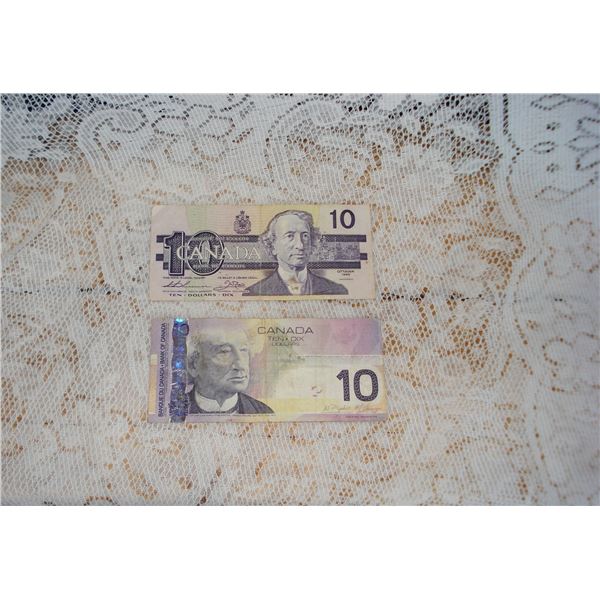 Pair  Circulated $10.00 Bills