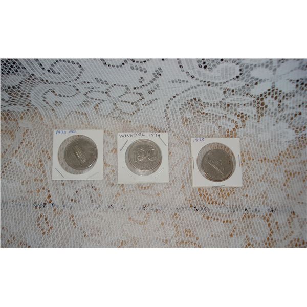 3 Canadian Silver Dollars