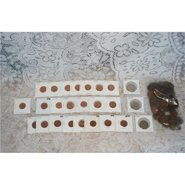 Baggie King George Vl Pennies And Assorted 1970's Pennies   Assorted Years and Conditions  3 50 Cent