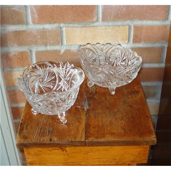 Pair Footed Crystal Bowls