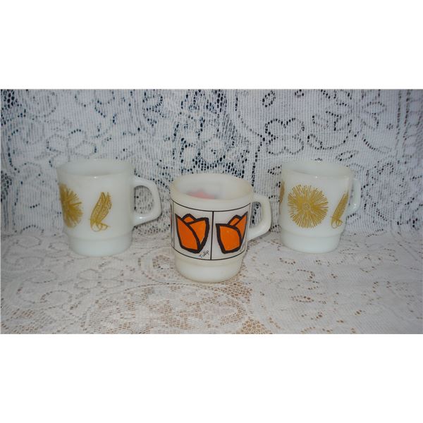 FireKing Mugs  Tulip And Feathered Flower