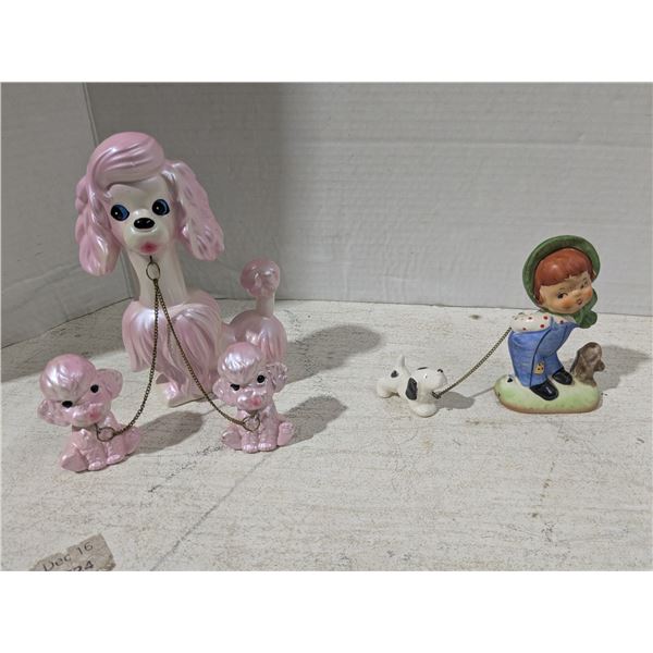 Porcelain/Ceramic Ornaments, dogs, leashed