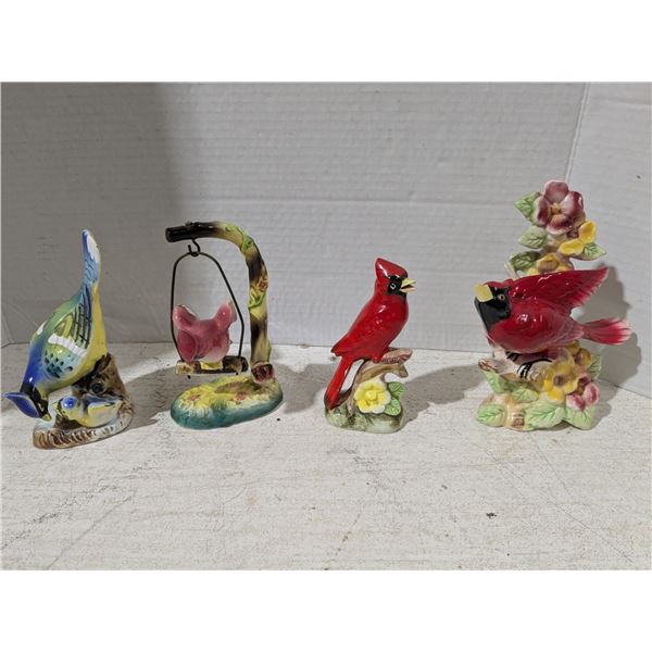 Porcelain/Ceramic Ornaments, birds, cardinals and jays