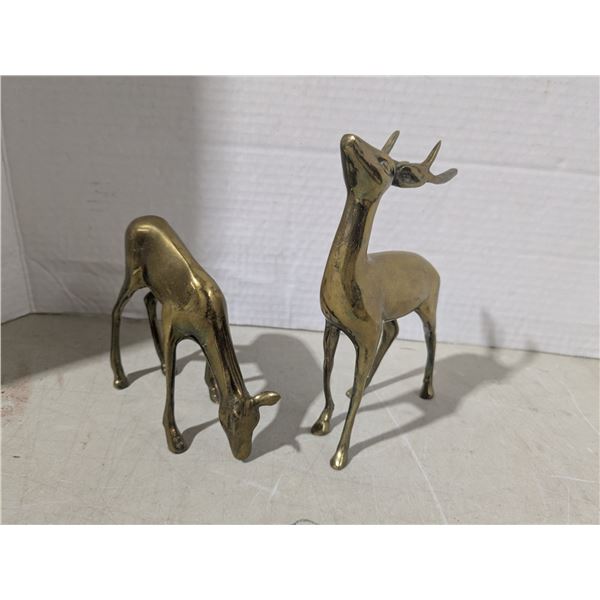 2 brass deer statuettes