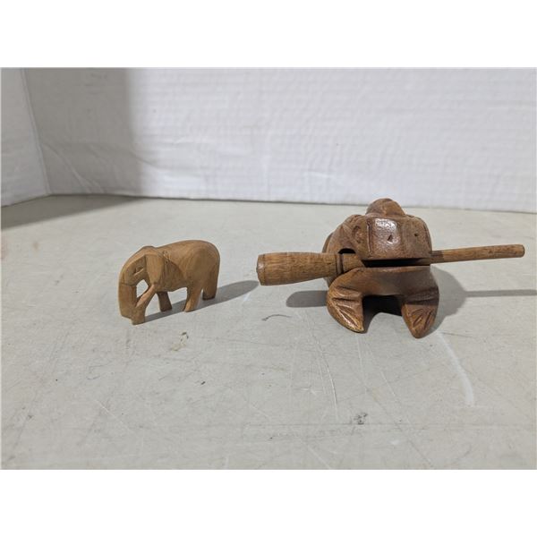 Wood Carvings elephant and frog