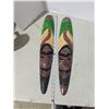 Image 2 : Wood Carvings, 2 tribal mask wall hangings
