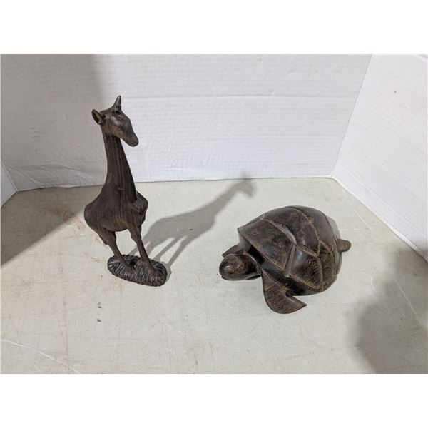 Wood Carvings, turtle with giraffe