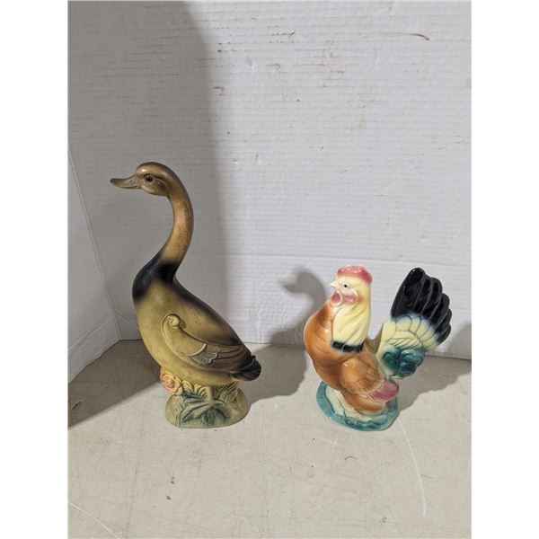 Porcelain/Ceramic ornaments, duck and rooster