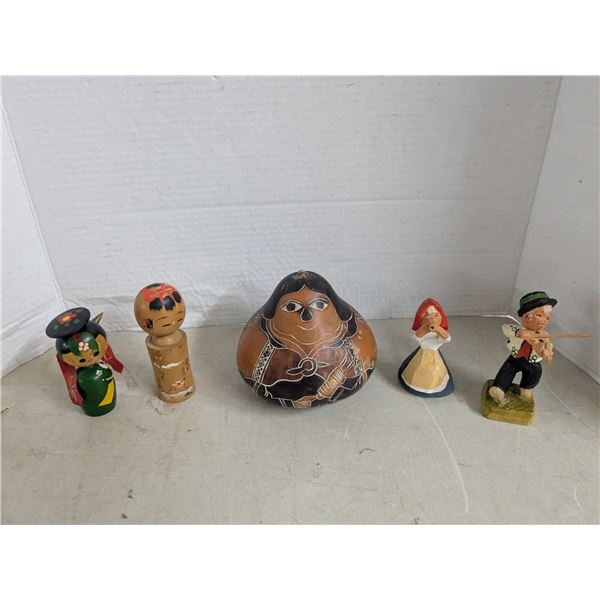 Painted wood carvings, people