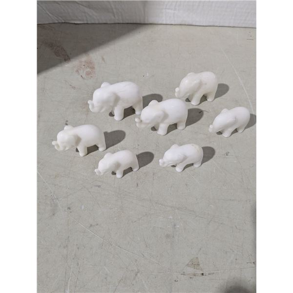 White stone elephant carvings