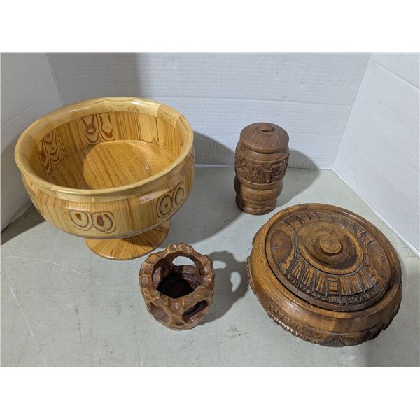 Wood dish and containers