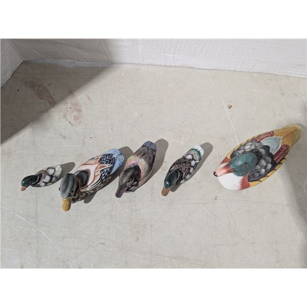 Carved wood décor, ducks