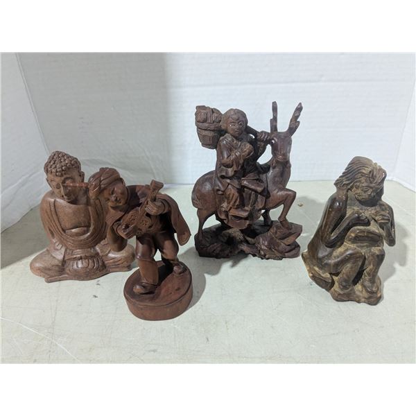 Carved wood décor, people